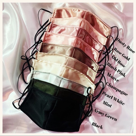 OLD ROSE Colored Charmeuse Silk Face Mask - Picture 2 of 4